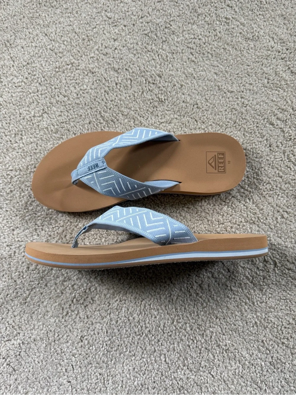 Reef Womens Light Blue Flip Flop Sandals Spring Woven Cushion Comfort Size 10